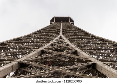 A balanced view up the Eiffel Tower, Paris.
