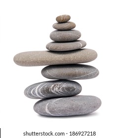 balancing pebbles isolated on white
