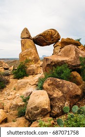 Balancing Rock On Grapevine Trails In Big Bend National Park In Texas, USA.