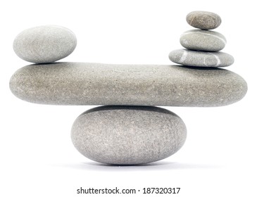 Balancing Stones Isolated On White Background