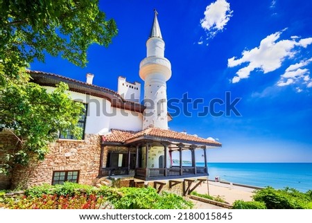 Balchik, Bulgaria. Balchik Palace of Romanian Queen Marie at Bulgarian Black Sea coastline, Southern Dobruja