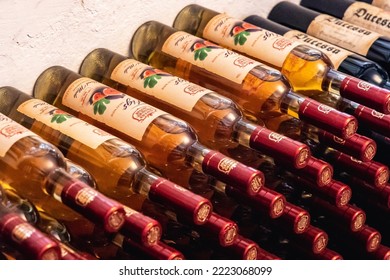 Balchik, Bulgaria - September 4, 2021: Bottles Of Fig Wines In Queens Winery House In Balchik Palace