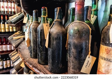 Balchik, Bulgaria - September 4, 2021: Old Wine Bottles In Queens Winery House In Balchik Palace