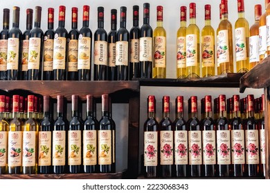 Balchik, Bulgaria - September 4, 2021: Fruit And Rose Wines In Queens Winery House In Balchik Palace