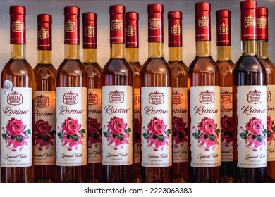 Balchik, Bulgaria - September 4, 2021: Rozina Rose Wines In Queens Winery House In Balchik Palace