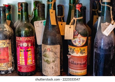 Balchik, Bulgaria - September 4, 2021: Old Wine Bottles In Queens Winery House In Balchik Palace