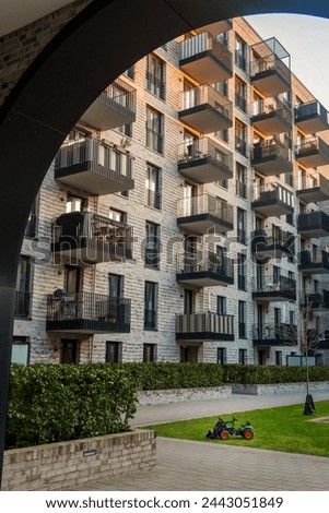 Balconies in the courtyard of the new-build apartments in Hamburg's Pergolenviertel -  1,700 apartments (some publicly subsidized, some condominiums) were completed between 2021 and 2023.