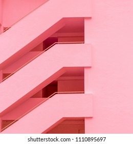 Balconies. Geometry. Fashion minimal pink mood - Powered by Shutterstock