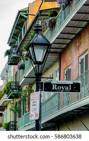 Balconies On Royal Street, New Orleans. 