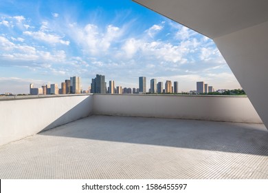 Balcony With City Skyline In City