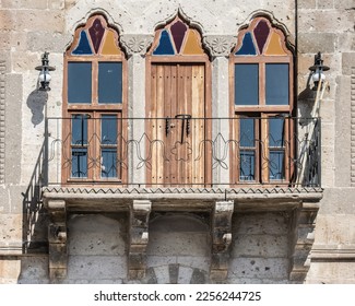 Balcony with Ornamented Windows in Derinkuyu - Shutterstock ID 2256244725