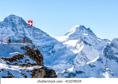 Balcony overlooking the Swiss Alps - Shutterstock ID 411078559