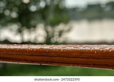 The balcony railing with rain drops. Template for inspiration and creativity, mood board. - Powered by Shutterstock