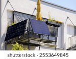 Balcony Solar Panel of Apartment Building. Mini Solar Installation Ecoflow on  Balcony. BALCONY SOLAR SYSTEMS.