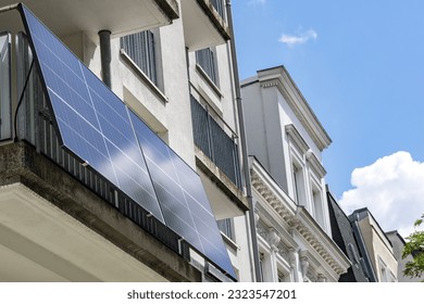 balcony solar power plant on an apartment building in hamburg