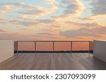 Balcony view of  sky. Landscape. Sunny Day. Terrace with a beautiful view on the sky. Background with beautiful cloud