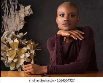 Bald African Model In Stylish Dress