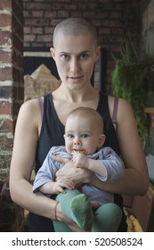 Bald Woman And A Child
