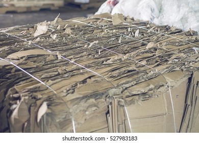 Bale Of Cardboard Ready For Recycling