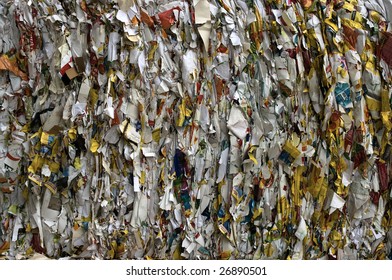 Bale Of Compressed Paper For Recycling