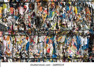 Bale Of Compressed Paper For Recycling