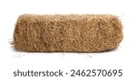 Bale of dried straw isolated on white