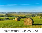 Bales of hay in a farmer