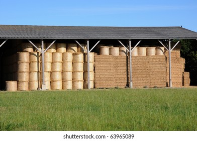 Bales Of Straw In A Shed