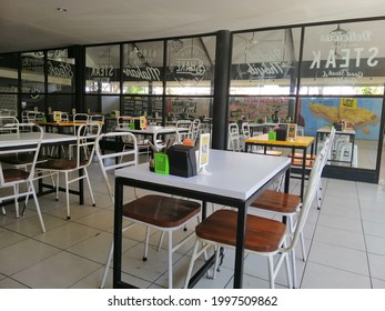 Bali, Indonesia - August 07th, 2019 - Interior Layout At A Steakhouse In Bali That Gives A Simple And Modern Impression Typical Of Young People