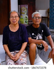 Bali, Indonesia, August 14, 2020: Portrait A Group Of Balinese Family Smiling Looking At The Camera.