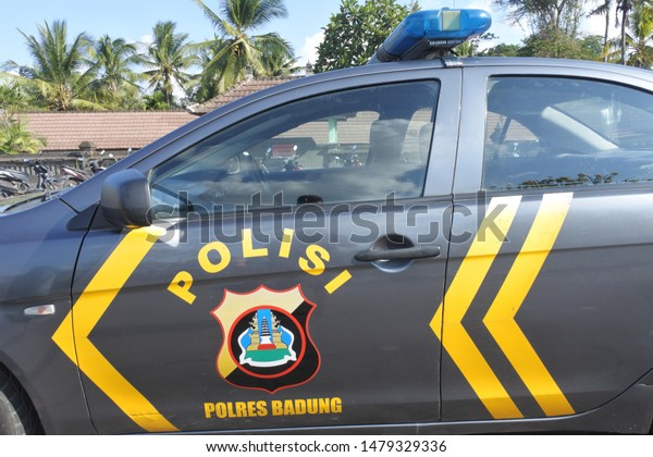 BALI - JULY 28 2019:Indonesian National Police\
vehicle.The strength of the Indonesian National Police (\