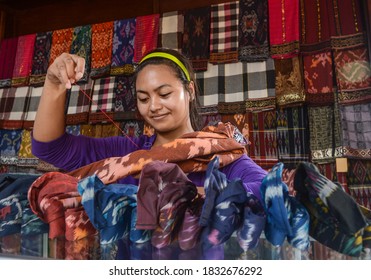 Bali Province,Indonesia - November, 2014: The Local Artisan Making Balinese Clothes For Tourism Destination And Local People In Bali Island, Indonesia.