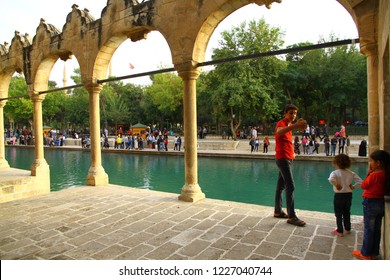 BALIKLIGOL, SANLIURFA, TURKEY - 20 October 2018. A View From Sacred Balikligol. According To Muslim Belief, This Fish-filled Pool Is Where King Nimrod Threw Prophet Abraham Into The Fire.