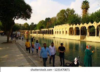 BALIKLIGOL, SANLIURFA, TURKEY - 20 October 2018. A View From Sacred Balikligol. According To Muslim Belief, This Fish-filled Pool Is Where King Nimrod Threw Prophet Abraham Into The Fire.