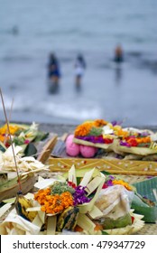 Balinese Hindu Funeral Offerings On Sanur Beach