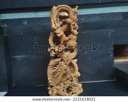 	
Balinese Wooden Dragon Sculpture Wood Carving, Sculpture, Art from Bali Indonesia