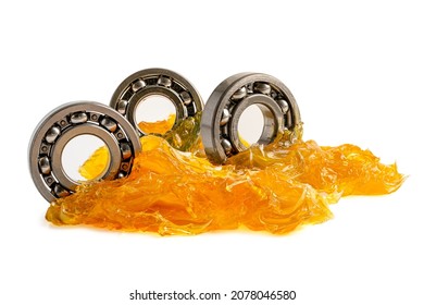 Ball bearing stainless with grease lithium machinery lubrication for automotive and industrial  isolated on white background with clipping path - Shutterstock ID 2078046580