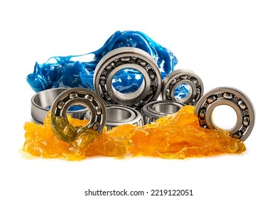 Ball bearing stainless with grease lithium machinery lubrication for automotive and industrial  isolated on white background 