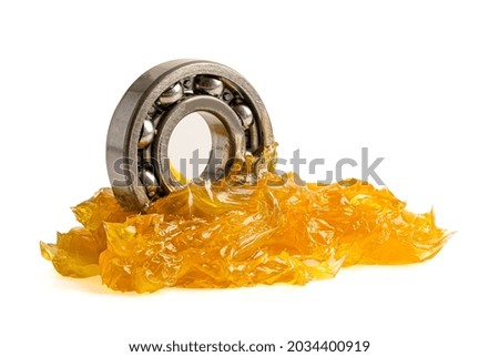 Ball bearing stainless with grease lithium machinery lubrication for automotive and industrial  isolated on white background with clipping path