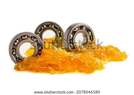 Ball bearing stainless with grease lithium machinery lubrication for automotive and industrial  isolated on white background with clipping path
