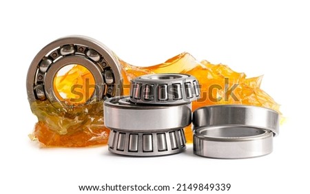 Ball bearing stainless with grease lithium machinery lubrication for automotive and industrial  isolated on white background.