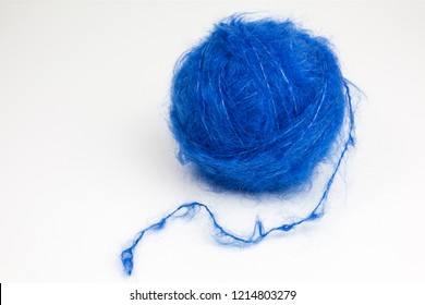 Ball Of Blue Mohair Wool