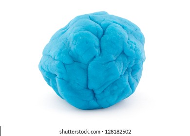 Ball Of Blue Play Dough Over White