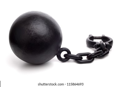Ball and chain isolated on a white background