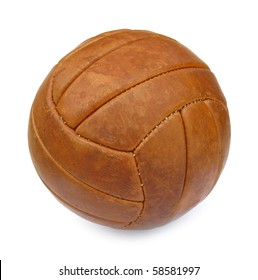 Ball Football Soccer Leather Brown Vintage