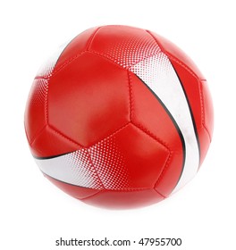 Ball Football Soccer Red And White Isolated On White