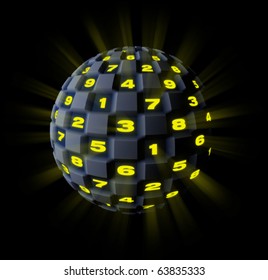ball with glowing numbers