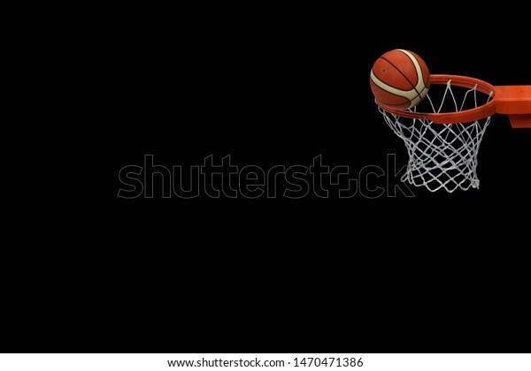 Ball Going Into Basket Indoor Basketball Stock Photo Edit