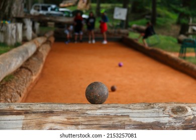 Ball On The Bocce Court Close-up