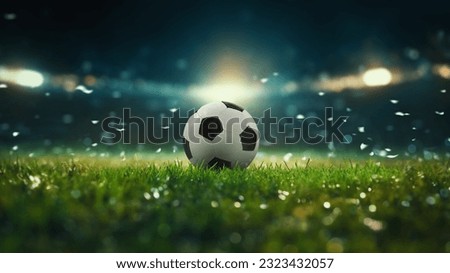 ball on the green field in soccer stadium. ready for game in the midfield - soccer ball close-up.